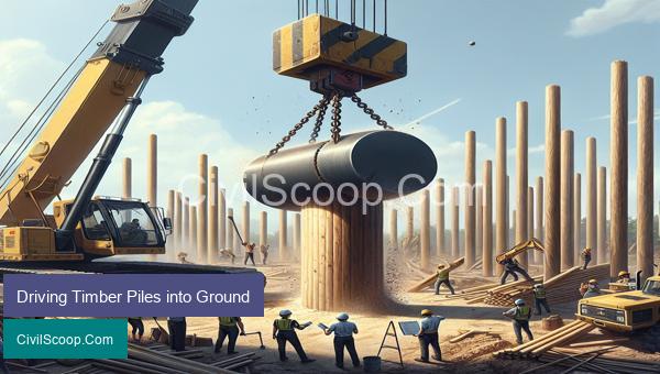 Driving Timber Piles into Ground